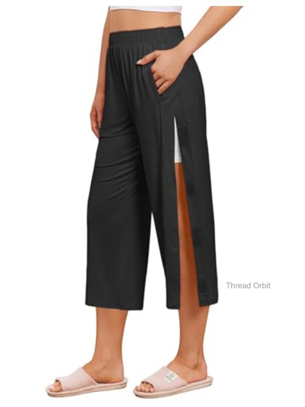Women's Tear Away Capri Pants Post Surgery Breakaway Pants Adaptive Wide Leg